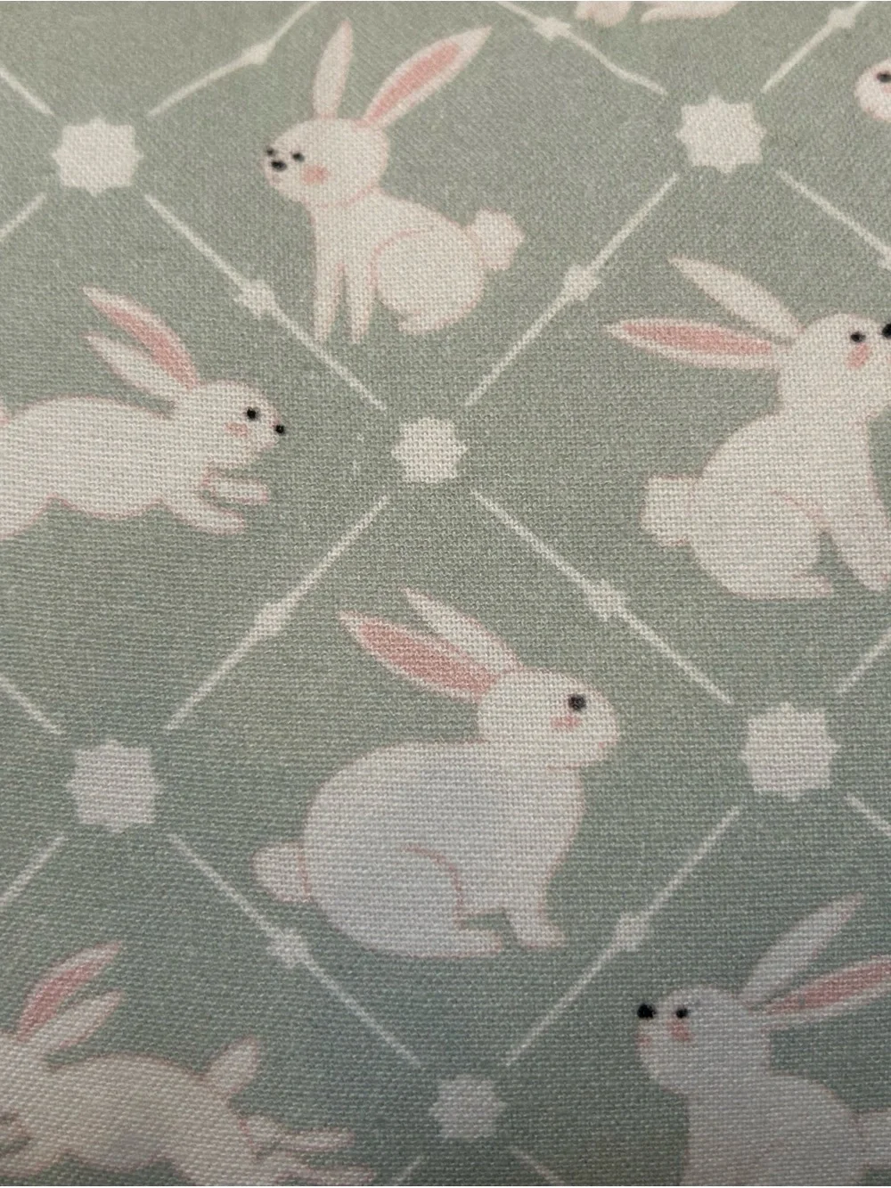 Floral Bunny Holiday Pillow in Mint Green